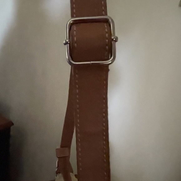 ❌SOLD❌ Fossil Monogrammed Cream/Tan Canvas & Leather Shoulder Bag - Picture 11 of 11